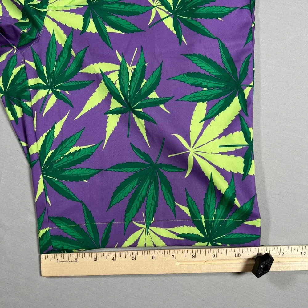 Loudmouth Golf Shorts Mens 38 Purple Haze Weed Leaf Marijuana Print Cannabis